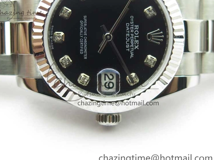 278271 Datejust Maker Edition Best SS Oyster BP 31mm Bracelet Black on Crystal Dial 1223